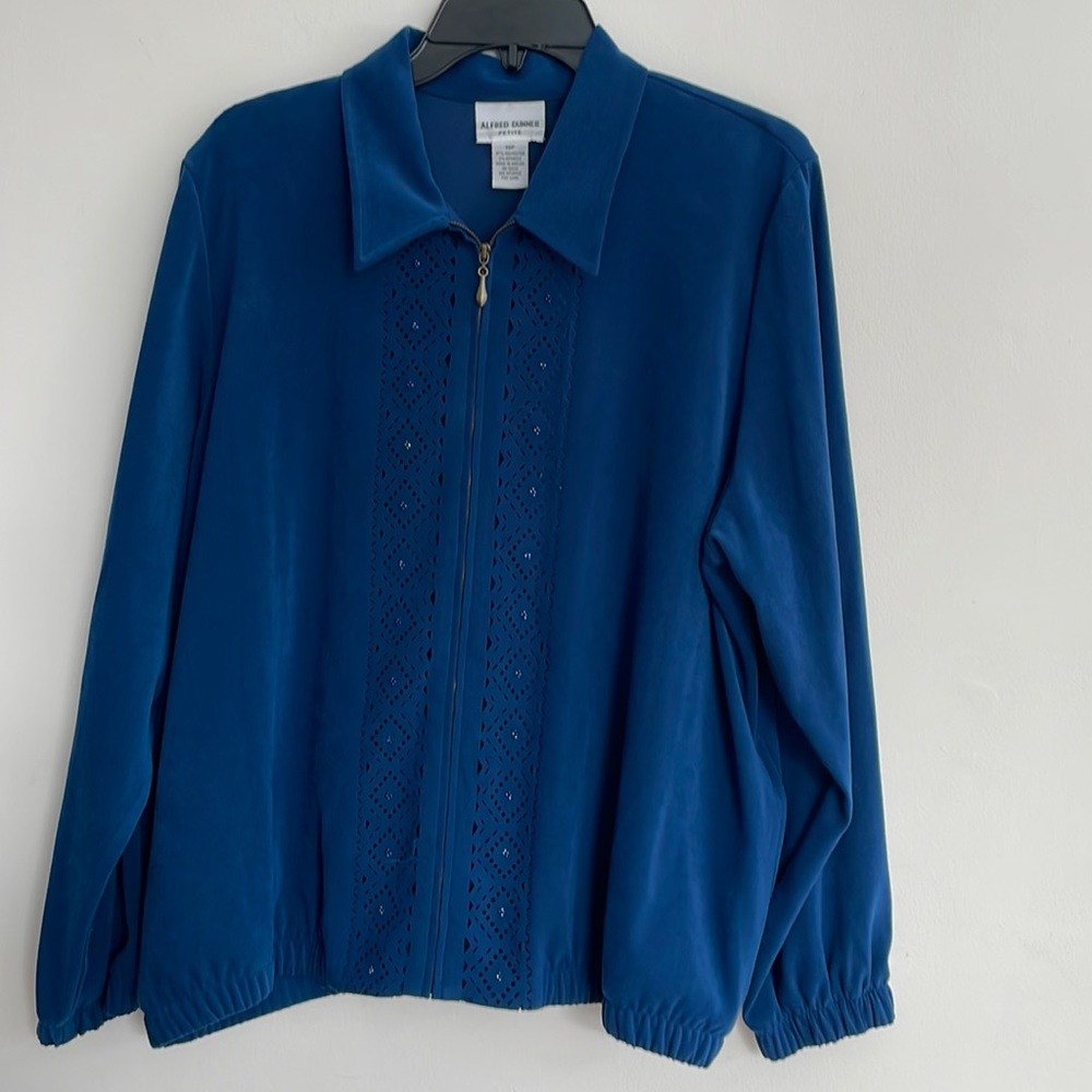 Alfred Dunner petite 18P zip front midnight blue jacket